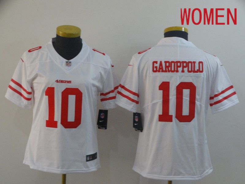 Women San Francisco 49ers 10 Garoppolo White Nike Vapor Untouchable Limited Player NFL Jerseys